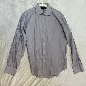 Saks Fifth Avenue Long Sleeve Purple Button Up, 15.5, 34/35